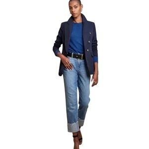 Banana Republic Textured Cotton Linen Blazer in Preppy Navy, NWT